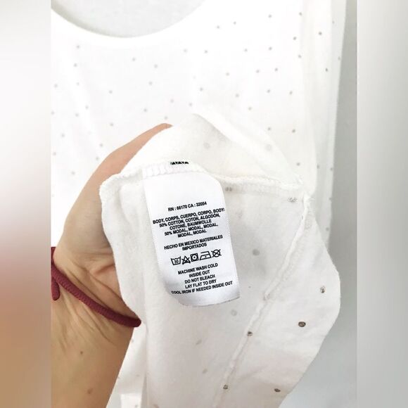 Anthropologie | t.la white t-shirt with gold polka dots | size large - Picture 5 of 6